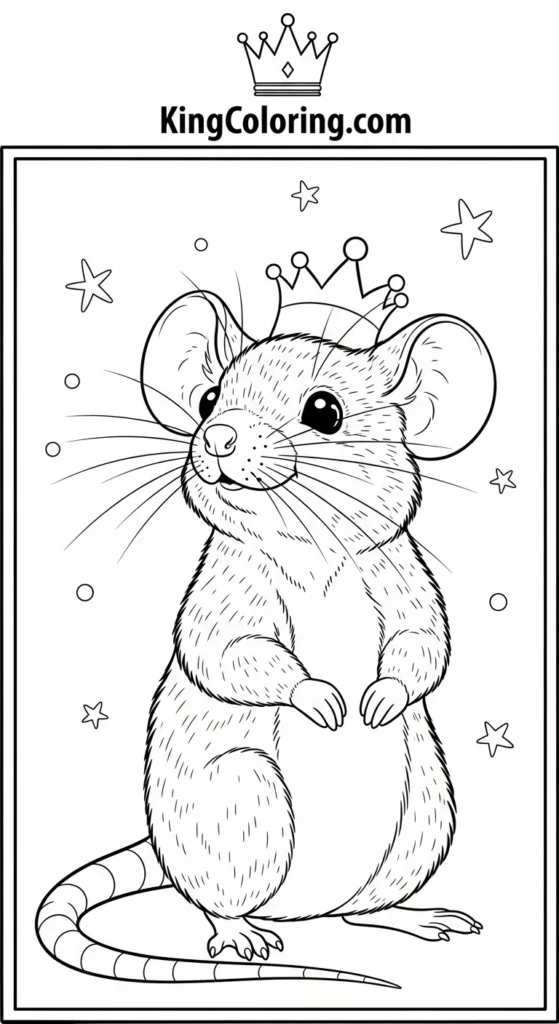 Mice coloring pages showing a mouse standing on legs
