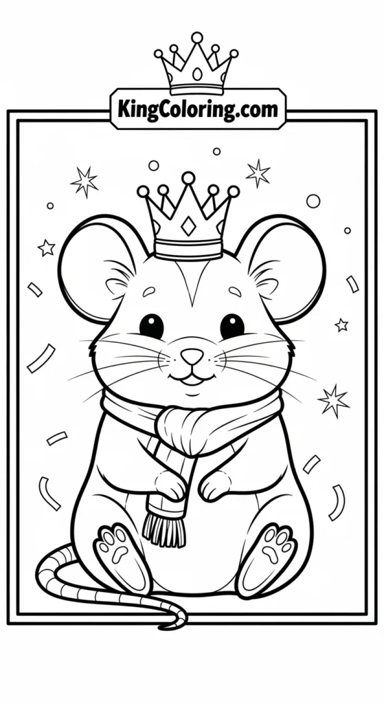 Mice coloring pages showing a small cute mouse sitting calmly