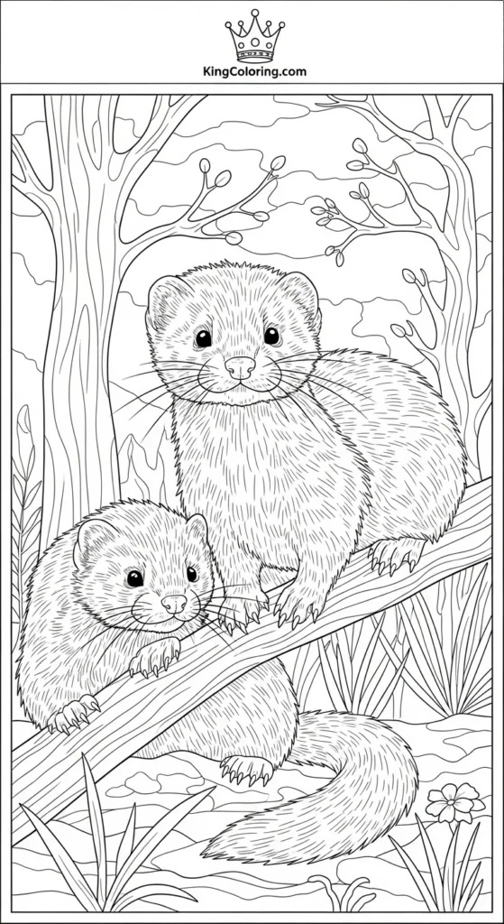 Mink Family By Riverbank