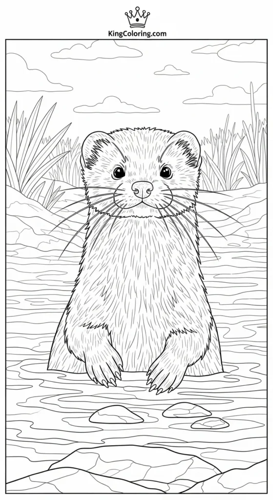 Mink Gliding Through Shallow Water