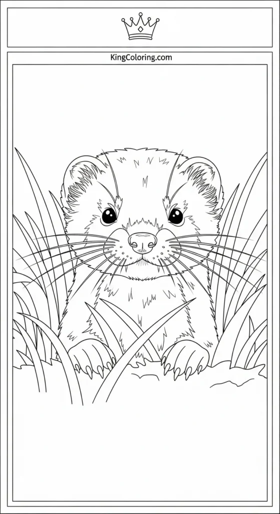 Mink Peeking From Grass