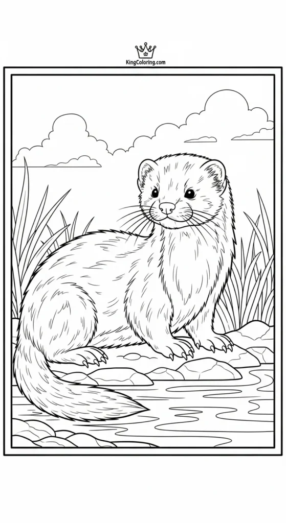 Mink Resting Near Water Edge