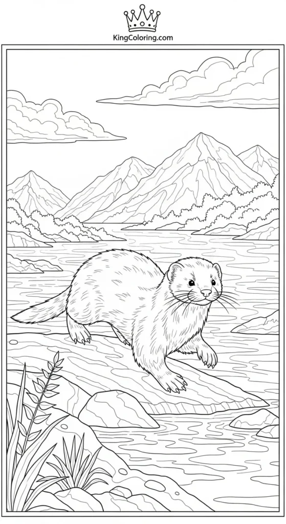 Mink Running Along Shoreline