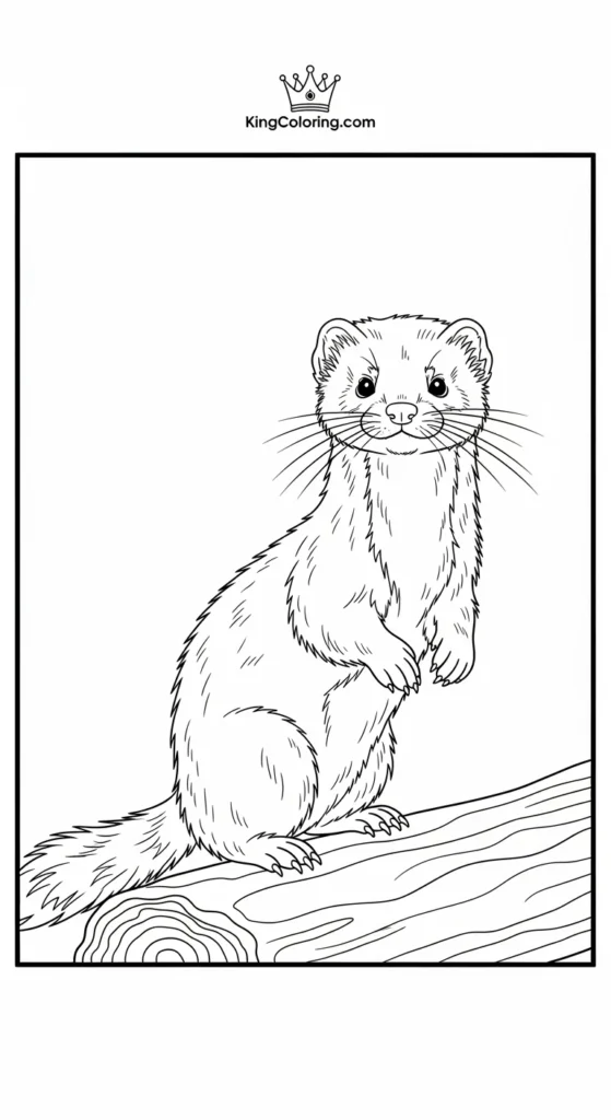 Mink Standing On Log