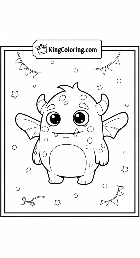 Monster coloring pages featuring a monster with tiny wings