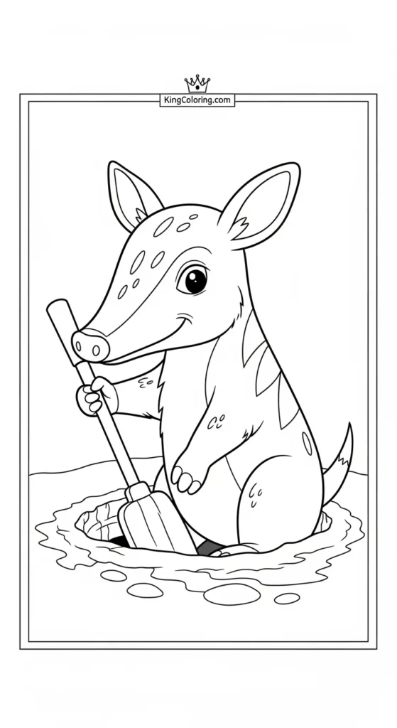 Playful Aardvark Digging Hole