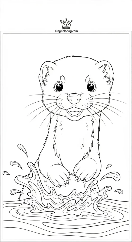 Playful Mink With Water Splash