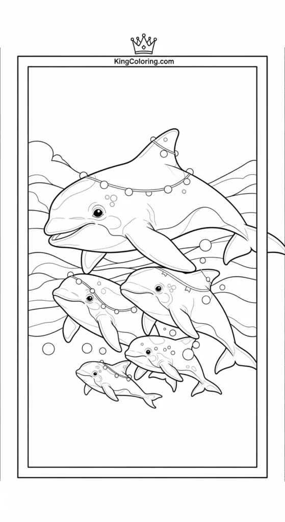 Porpoise Family Swimming Together