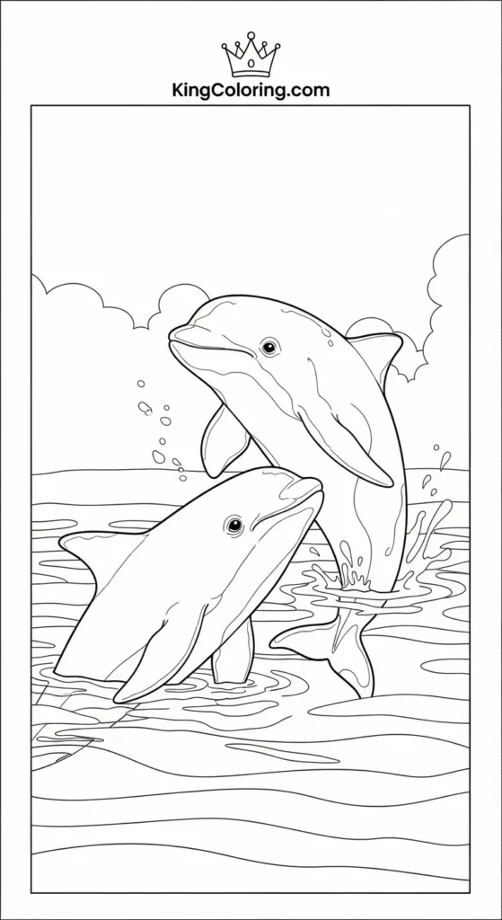 Porpoise Pair Playing In Shallow Water