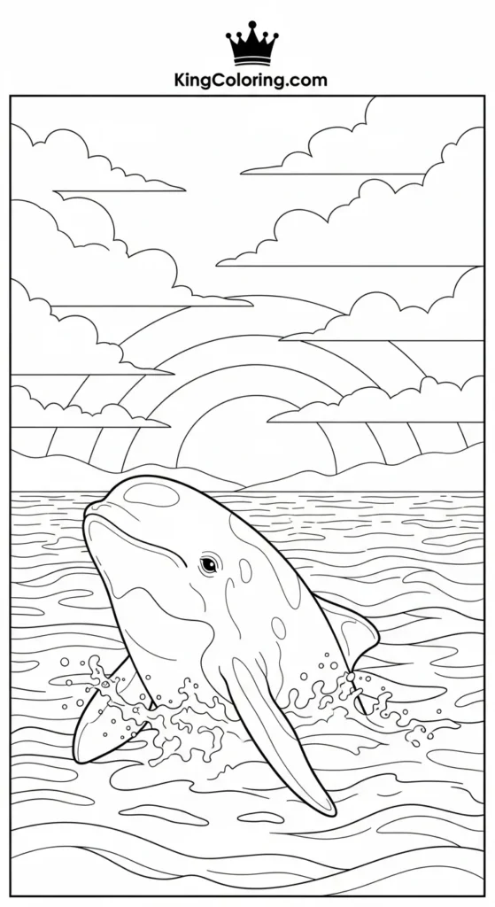 Porpoise Surfacing At Sunset