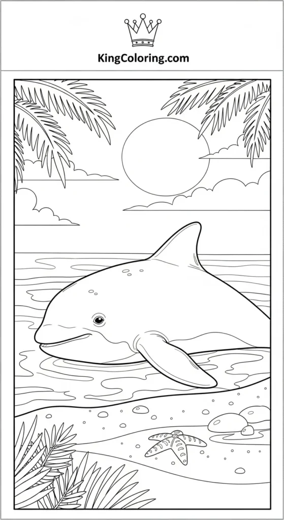 Porpoise coloring page Lounging Near Sandy Shore