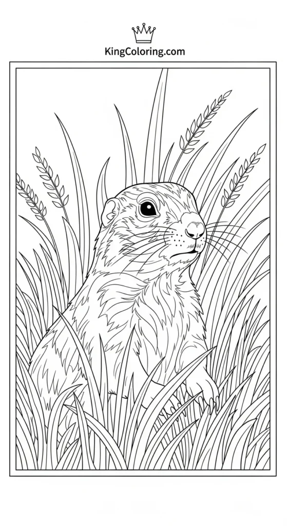 Prairie Dog Hiding In Tall Grass