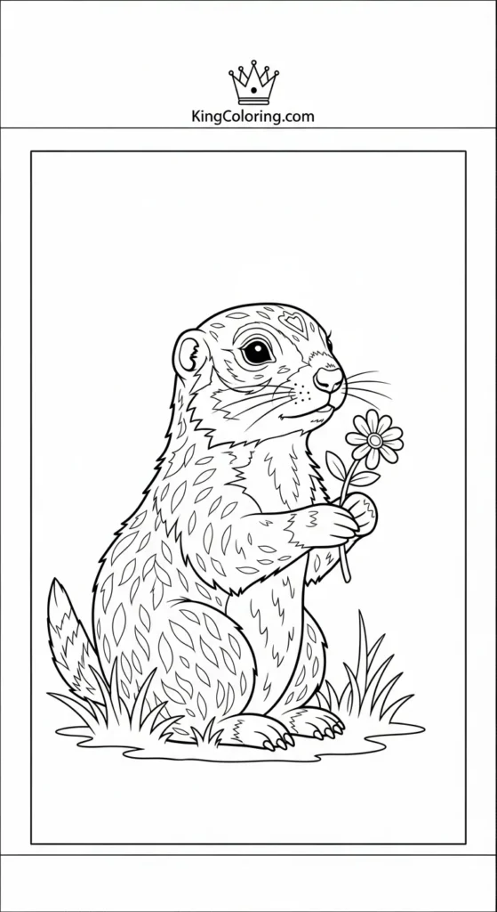 Prairie Dog Holding Tiny Flower,