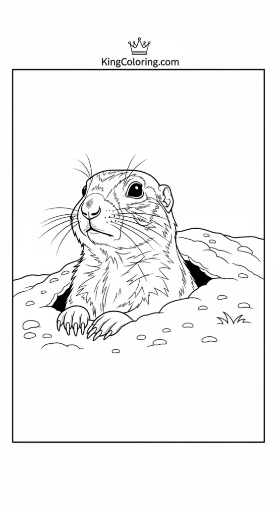 Prairie Dog Peeking From Burrow