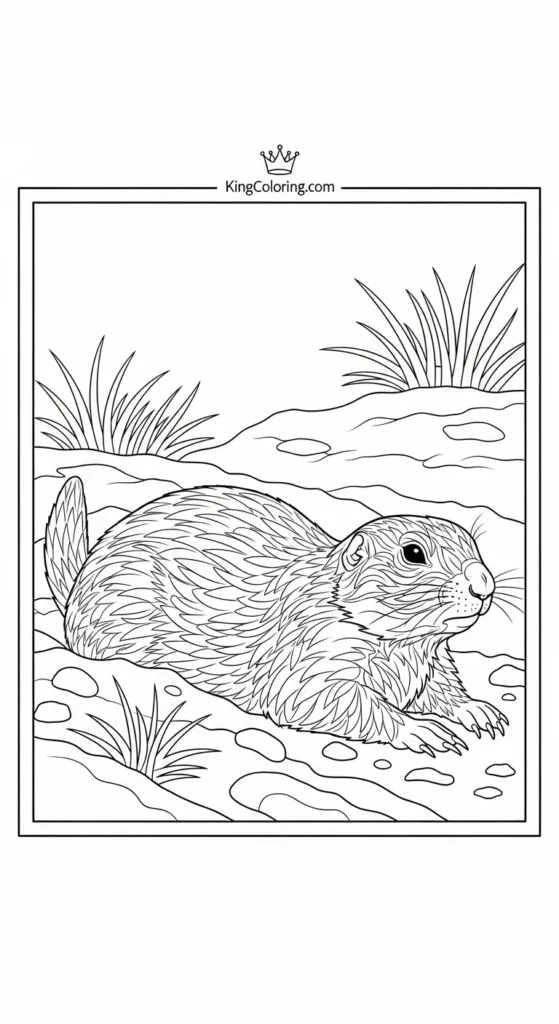 Prairie Dog Resting Near Burrow Entrance