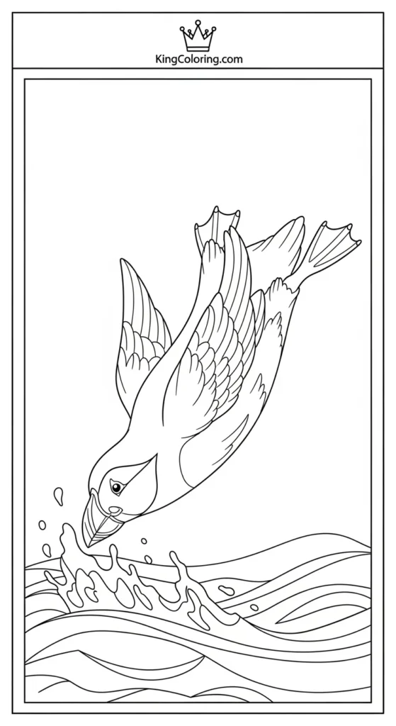 Puffin Diving Into Sea coloring pages