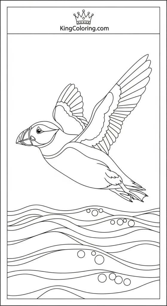 Puffin Gliding Above Water