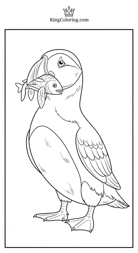 Puffin Holding Fish In Beak coloring pages