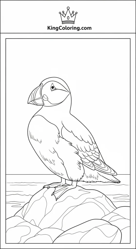 Puffin Resting On Coastal Rocks