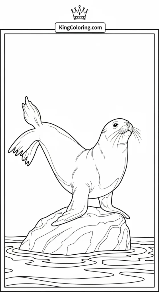 Sea Lion Balancing On Boulder