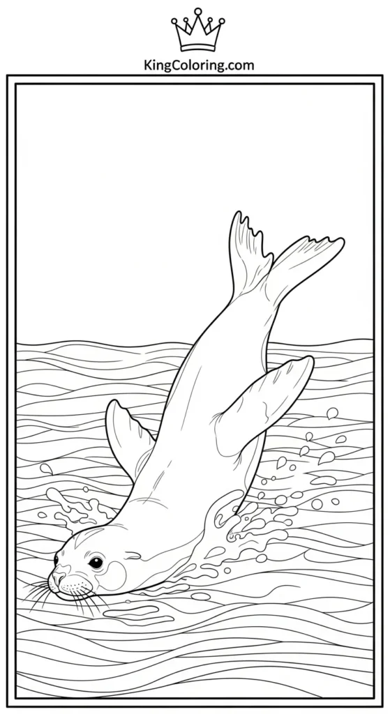 Sea Lion Diving Into Ocean coloring page