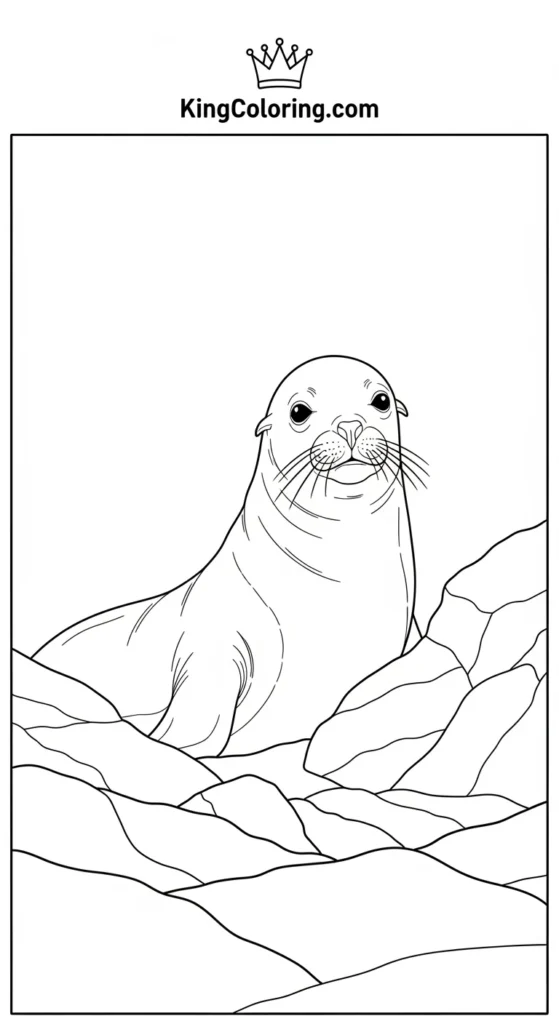 Sea Lion Hiding Behind Rocks coloring sheets