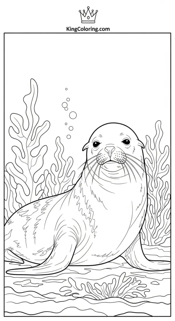 Sea Lion Resting Near Seaweed