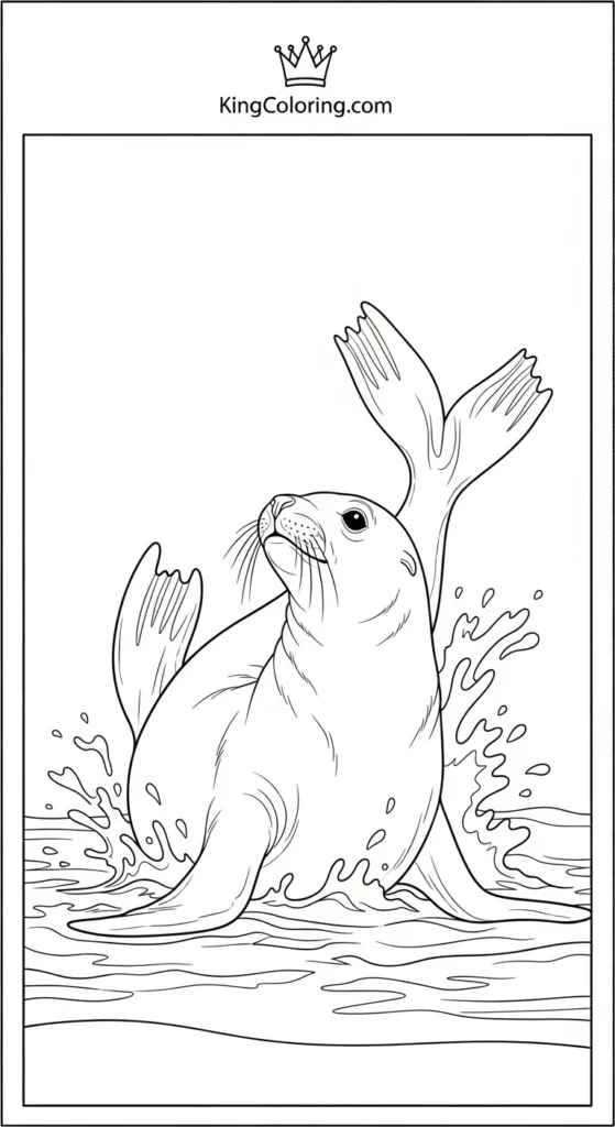 Sea Lion Splashing Water With Flipper