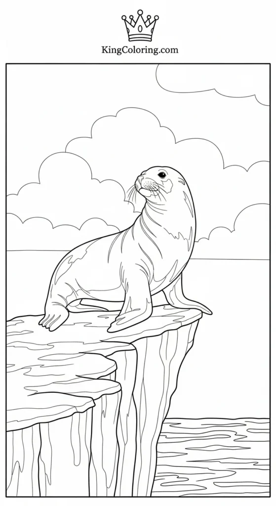 Sea Lion Standing On Cliff Edge