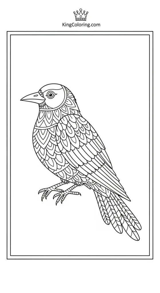Simple Crow Outline Coloring Sheet