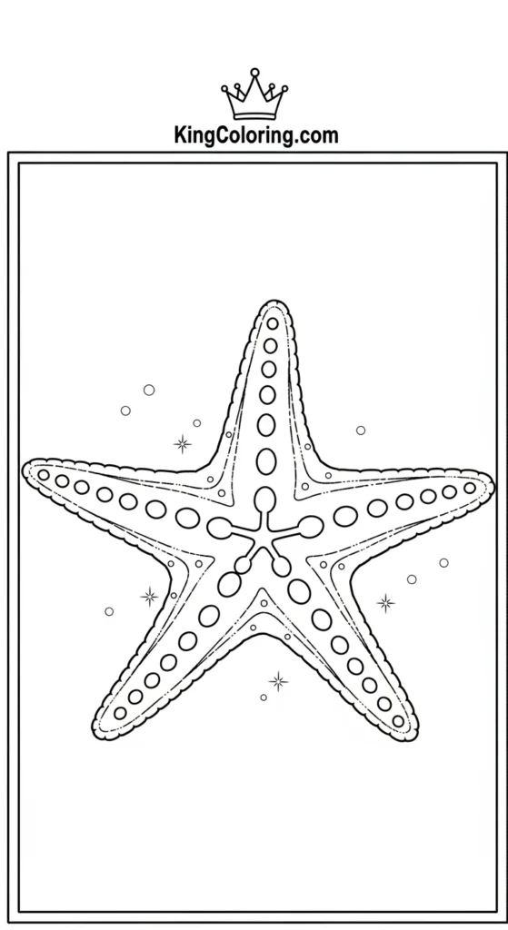 Starfish coloring pages depicting a starfish with spiral patterns on arms