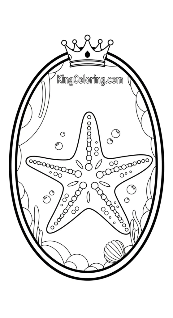 Starfish coloring pages depicting a starfish with wavy arm edge