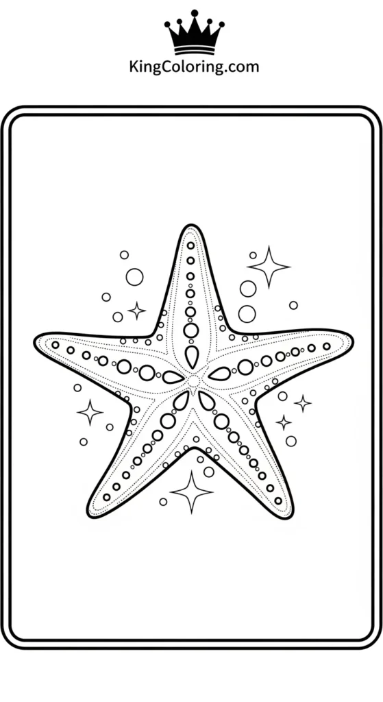 Starfish coloring pages featuring a starfish with dotted patterns