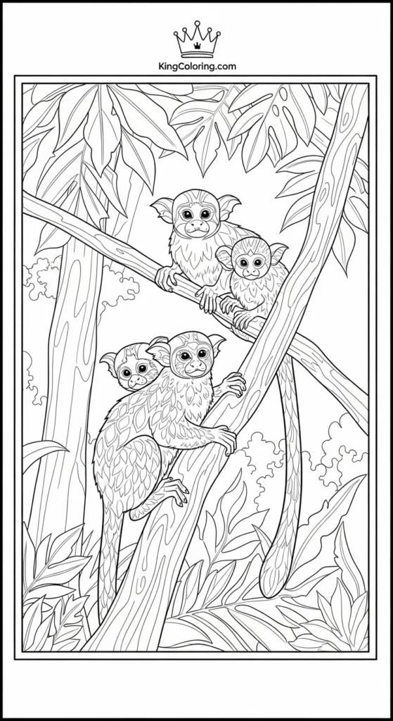 Tamarin Family In Rainforest