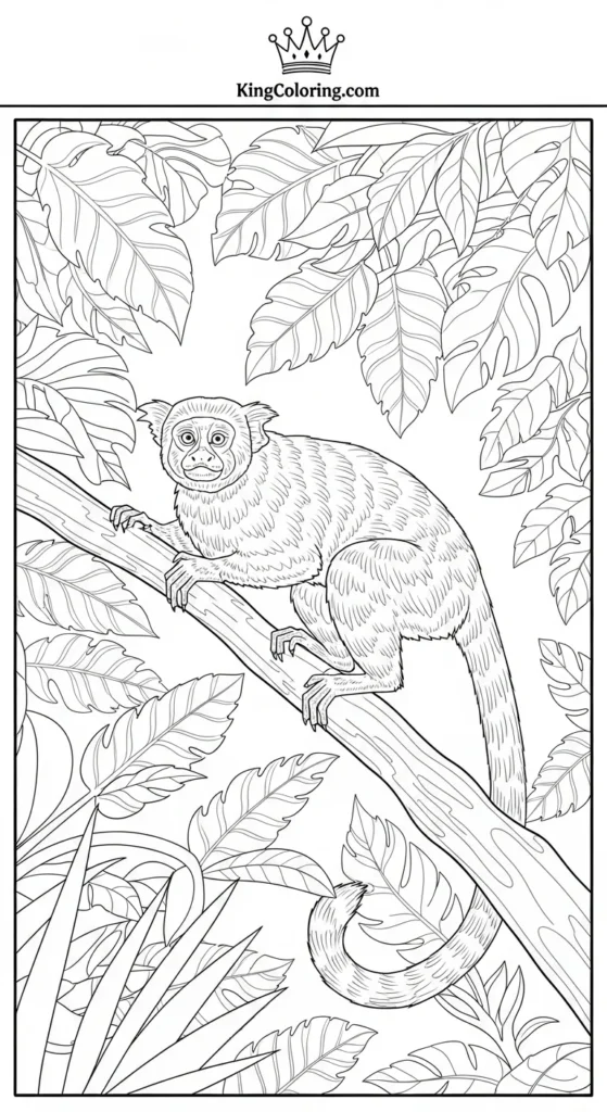 Tamarin Leaping Between Branches