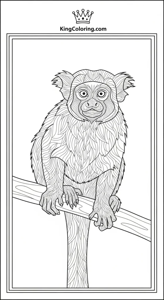 Tamarin Standing On Thin Branch