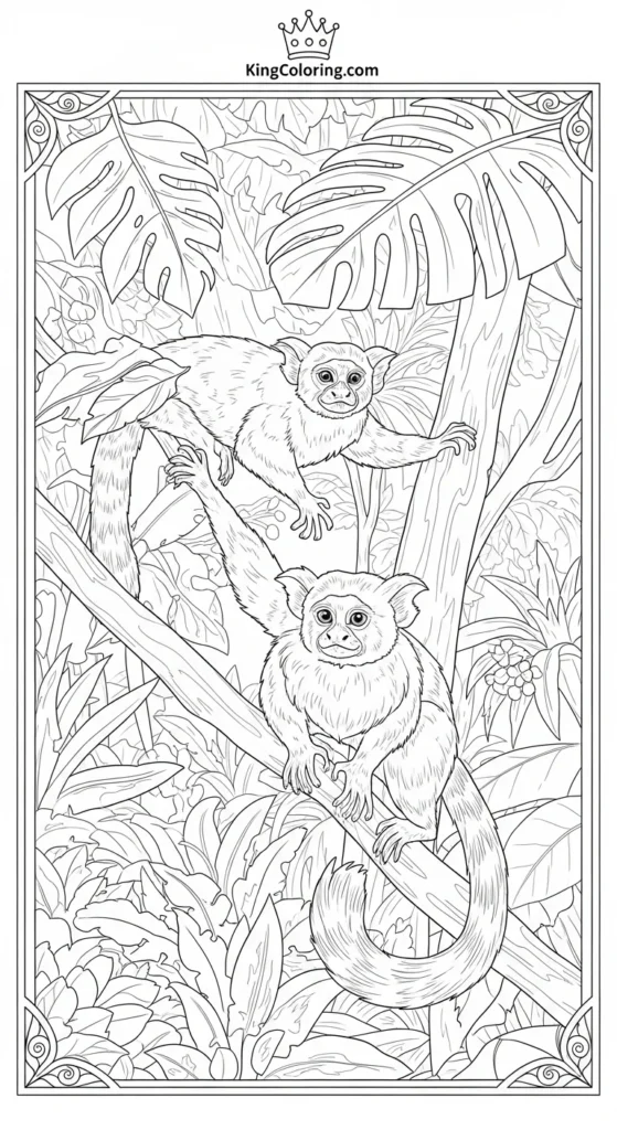 Tamarin Swinging Through Jungle