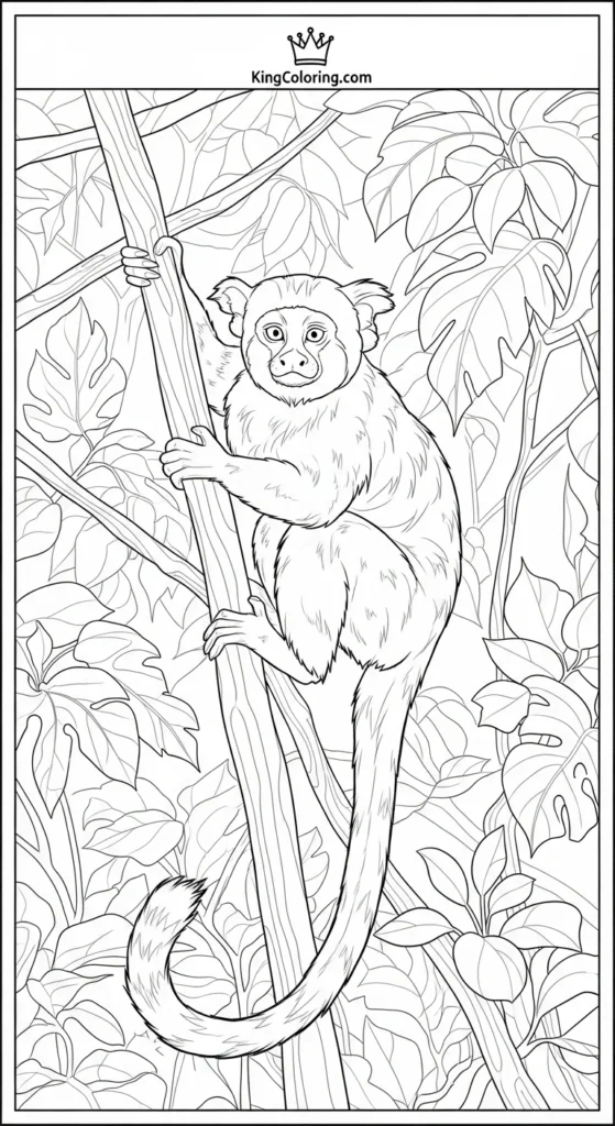 Tamarin coloring page Climbing Jungle Vines