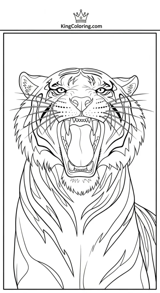 Tiger Yawning With Big Fangs