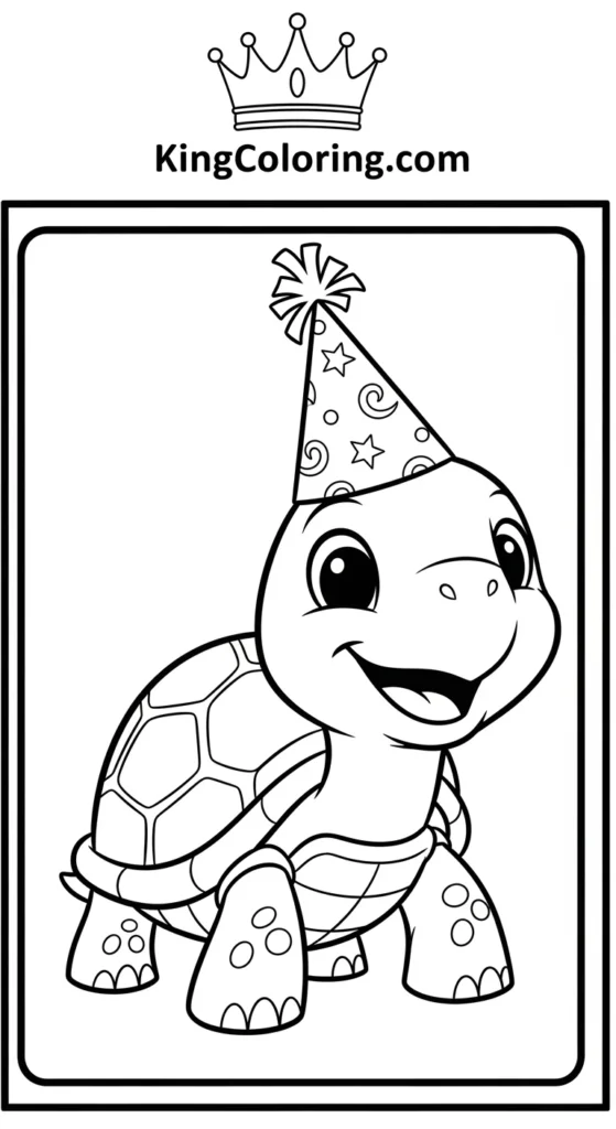 Turtle coloring pages depicting a smiling turtle