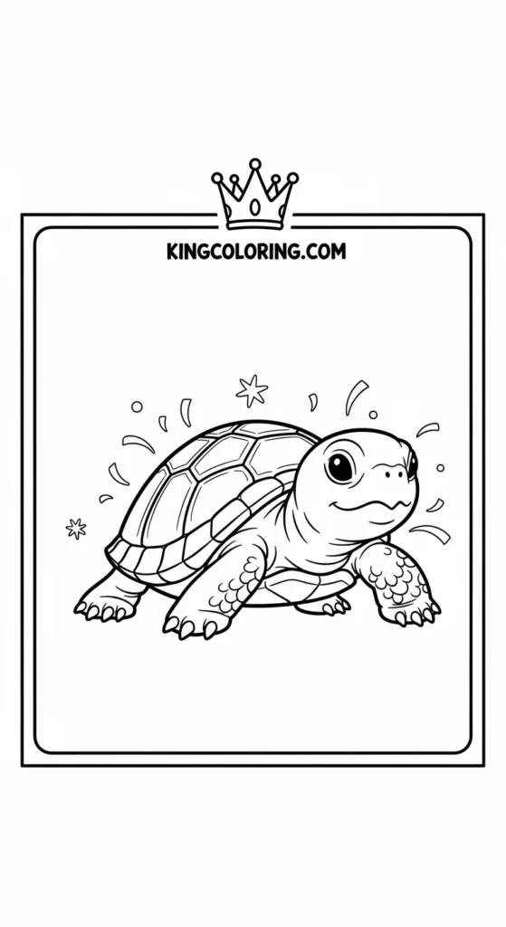 Turtle coloring pages showing a baby turtle crawling forward