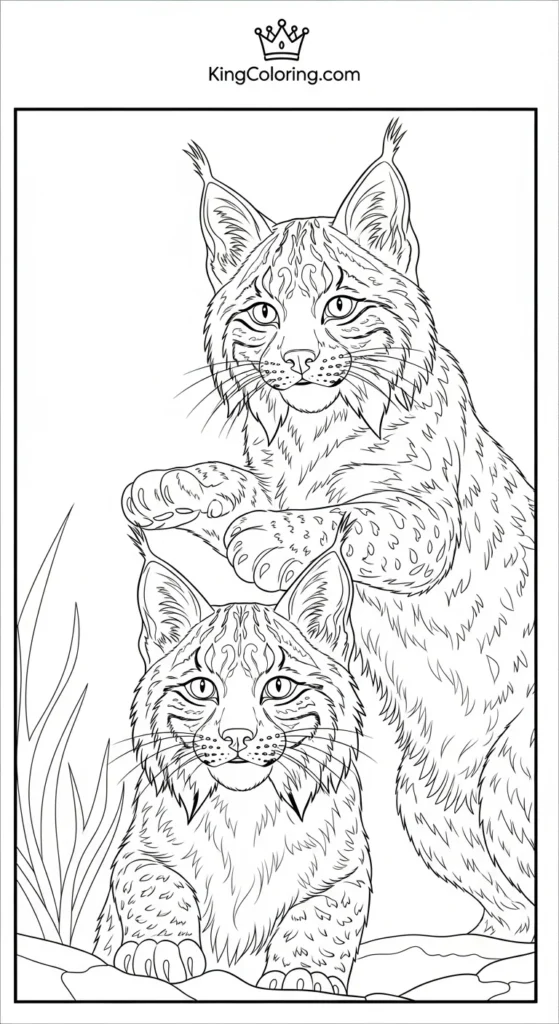 Two Lynx Cubs About To Pounce