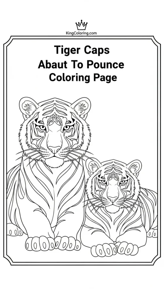 Two Tiger Cubs About To Pounce Coloring Page
