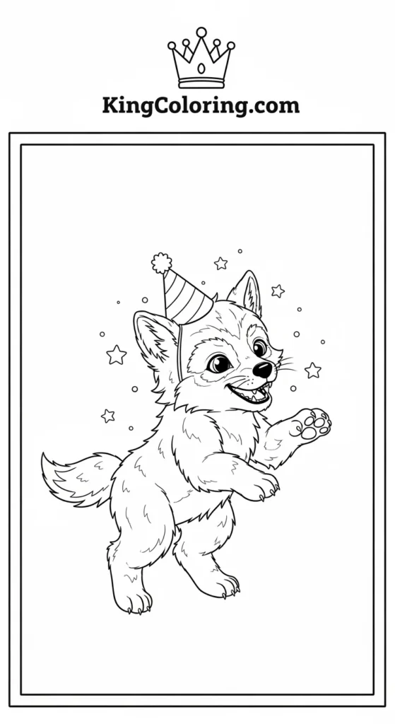 Werewolf coloring pages showing a baby werewolf playing