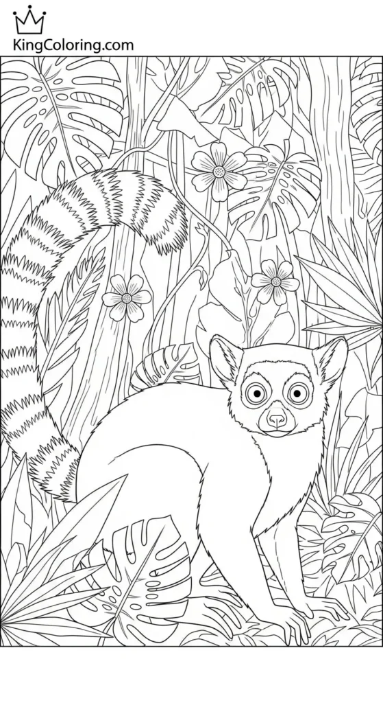 A Curious Lemur Coloring Sheet