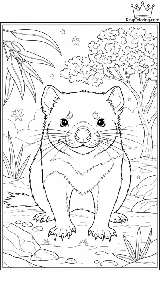 A Curious Tasmanian Devil Coloring Sheet.