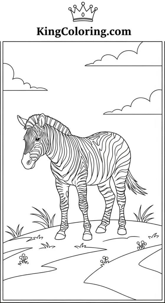 A Lone Zebra Coloring Page