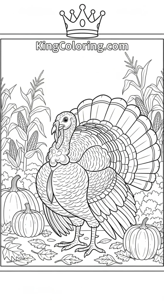 A Proud Turkey Printable Coloring Page.