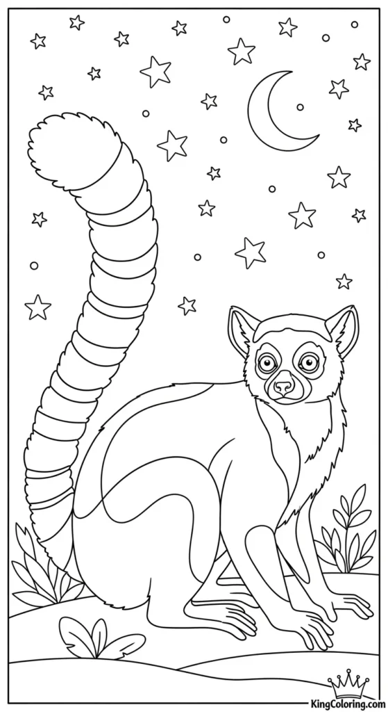 A Quiet Lemur Coloring Page