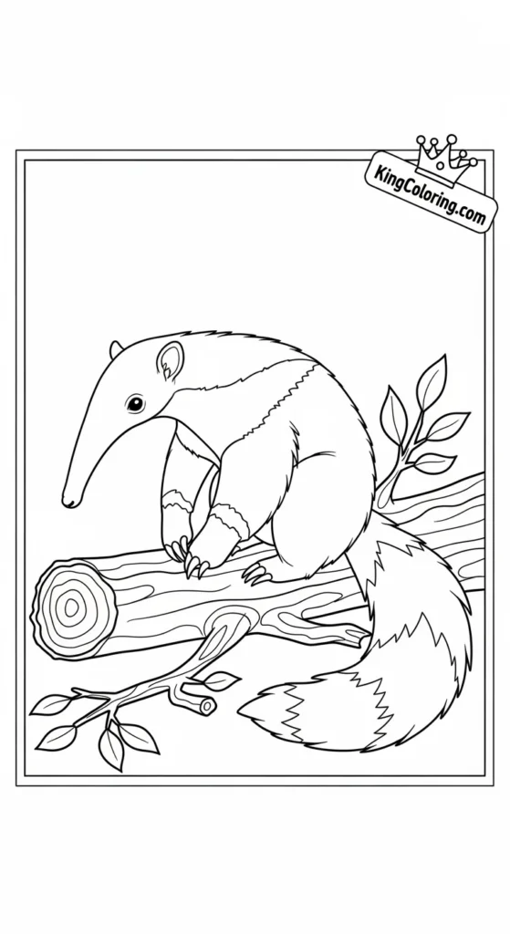 Anteater Sitting Near Fallen Branch Coloring Sheet